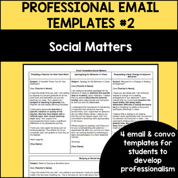 Preview of Professional Email Templates #2: Social Matters / AVID Activity