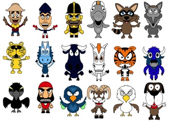 Professional Football Mascots -- Clipart Personal or Commercial Use