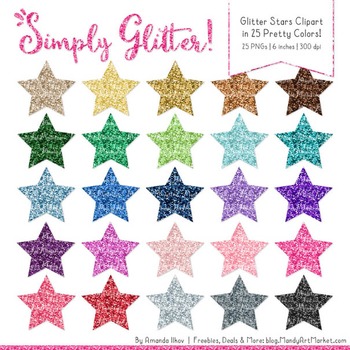 pink glitter stars clipart