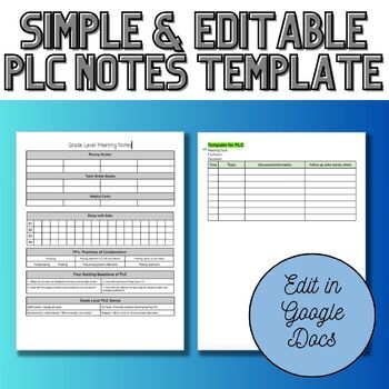 Preview of Professional Learning Community (PLC) Meeting Notes Tracker & Template