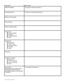 Professional Lesson Planning Template (Investigation) by hnnhteachstuff