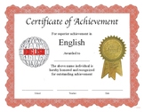 Professional PDF Editable Certificate in Color for "English"