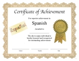 Professional PDF Editable Certificate in Color for "Spanish"