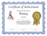 Professional PDF Editable Certificate in Color for "Writing"