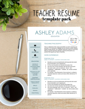 Preview of Professional Teacher Resume Templates - Google Slides Resume - Virtual Interview