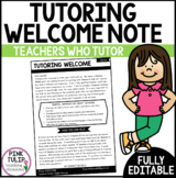 Professional Tutoring Welcome Note to Parents