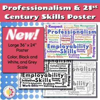 Preview of Professionalism & Employability Skills Word Cloud Wall Middle/High School 36x24