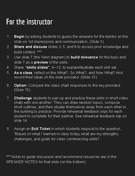 Preview of Professionalism Unit: Videoconferencing Skills