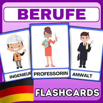 Preview of Professions/Jobs/Berufe en allemand vocabulary - german (Deutsch) - flashcards