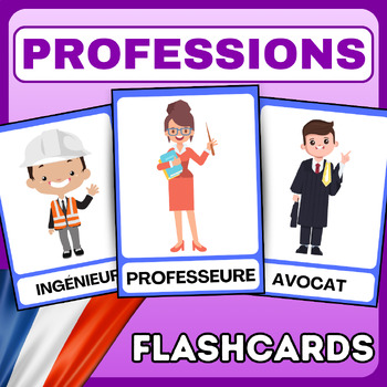 Preview of Professions/Jobs/Emplois en français vocabulary - french - flashcards