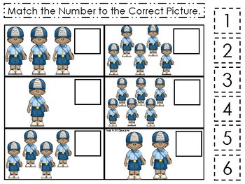 professions mail carrier themed match the number game printable preschool game