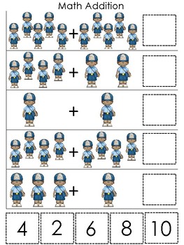 professions mail carrier themed math addition game printable preschool game