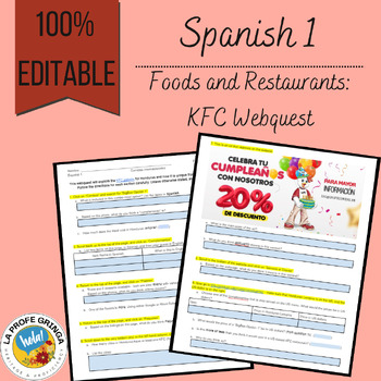 Preview of Proficiency Spanish: Foods and Restaurants Webquest (KFC in Honduras)