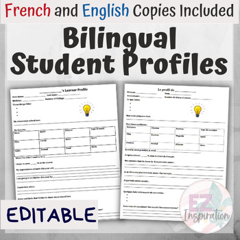 Preview of Profil de l'élève | Bilingual student profile sheets | French | English EDITABLE