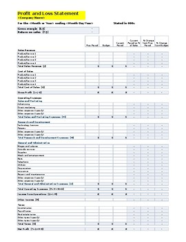 Preview of Profit and Loss Statement