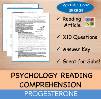 Preview of Progesterone - Psychology Reading Passage - 100% EDITABLE