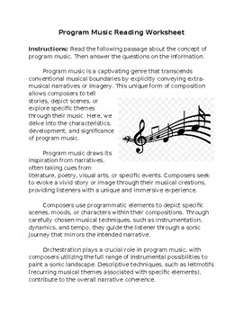 Program Music Reading Worksheet **Editable** by Rods Stage and Study ...