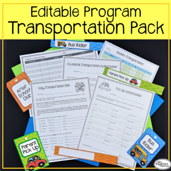 Preview of Editable Program Transportation Pack - Permission Forms and Classroom Tracking