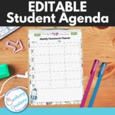 Weekly Student Agenda Homework Assignment Sheet Editable