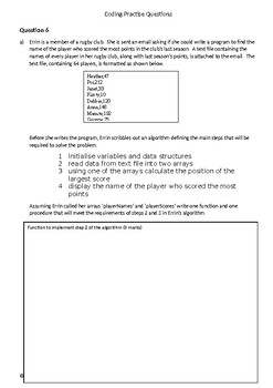 Preview of Programming Homework/Assessment Practise Questions (Set 6)