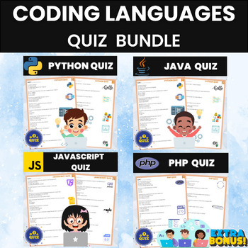 Preview of Programming and Coding Languages Quiz Bundle | Coding Languages Assessment Test