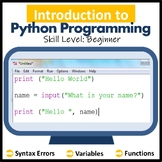 Computer Science Coding Worksheets - Introduction to Coding in Python