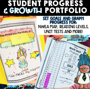 Preview of Progress & Growth Portfolio - Goal Trackers - Map - Reading Levels and more!