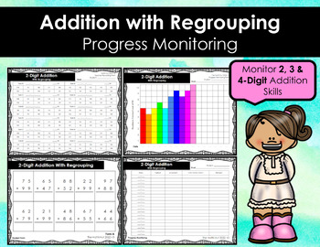 Preview of Progress Monitoring: Addition with Regrouping (2, 3 & 4 Digit)