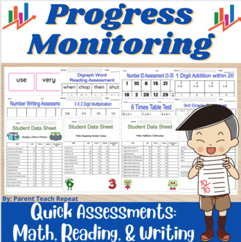 Preview of Progress Monitoring Assessments | Data Sheets IEP Intervention Back to School