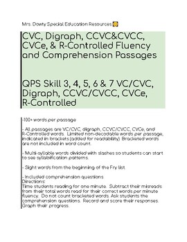 Preview of Progress Monitoring: CVC/Digraph/CVCC & CCVC/CVCe & R-Control Fluency & Comp.