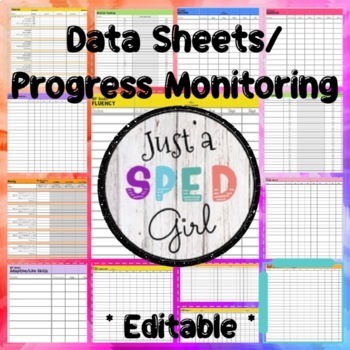 Preview of Progress Monitoring Data Sheets *Editable*