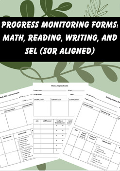 Preview of Progress Monitoring Forms (Phonics, Math, Writing) SOR Alligned
