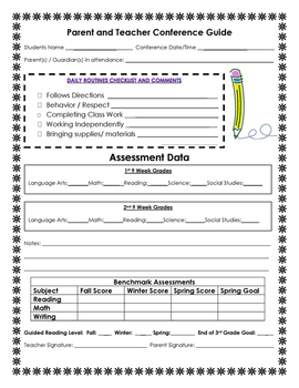 Preview of Parent -Teacher Conference Form