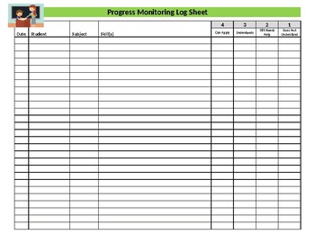 Preview of Progress Monitoring Log Sheet