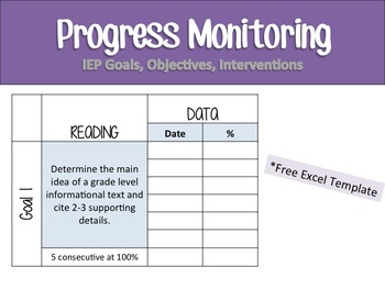 Preview of Progress Monitoring Template