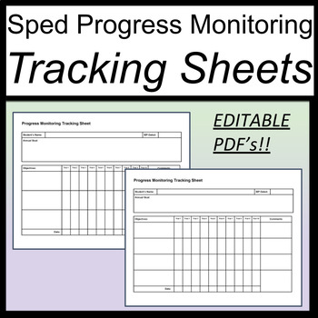 Preview of Progress Monitoring Tracking Sheets for Special Education Editable [IEP]