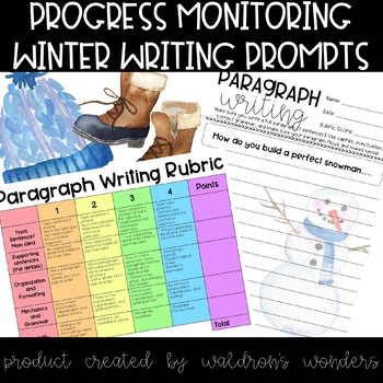 Preview of Progress Monitoring - Winter Writing Prompts