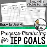 Special Education Progress Monitoring for IEP Goals - EDITABLE