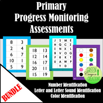 Preview of Progress Monitoring for IEP Goals BUNDLE Numbers 1-20| Letters | Sounds | Colors