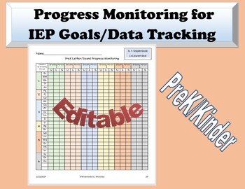 Preview of Progress Monitoring for Letters and Sounds, Goals/Assessments & Data Tracking