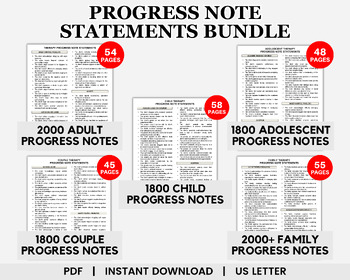 Preview of Progress Note Statements Bundle, Progress Notes Bundle, Progress Notes