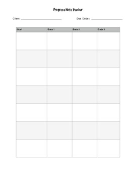 Preview of Progress Note Tracker for SLP, OT, PT, Teachers