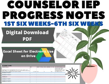 Preview of Progress Notes | IEP Progress Monitoring for the School Counselor