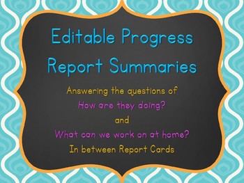 Preview of Editable Progress Reports