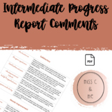 Progress Report Learning Skill Comments Intermediate 7/8 O