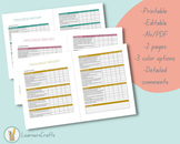 Progress Report, Report Card, Evaluation Report, ESL Feedback | Mustard