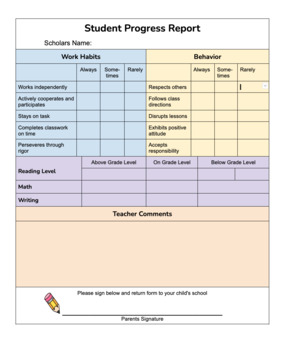 Preview of Progress Report Template