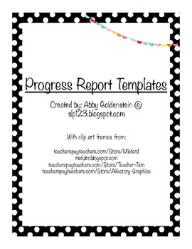 Preview of Progress Report Templates for Speech Therapy