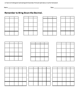 Progress in Math 1-7 and 1-8 Adding and Subtracting Decimals for Grade ...