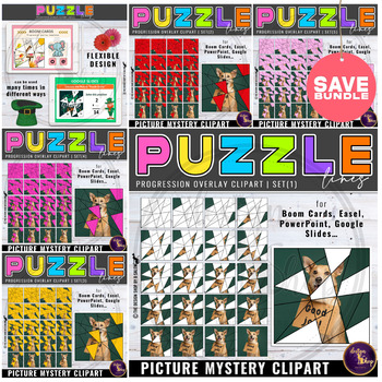 Preview of Progression Overlay Templates Puzzle Pieces for Picture Mystery - Lines Bundle